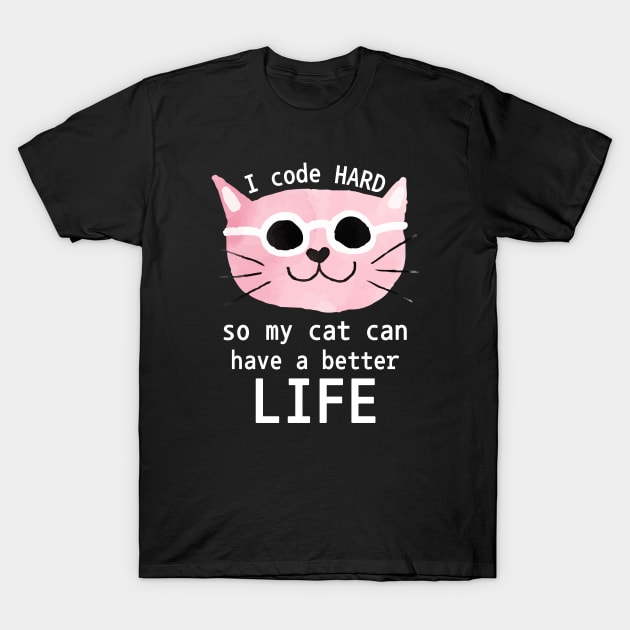 Cat Loving Coder T-Shirt by Mey Designs